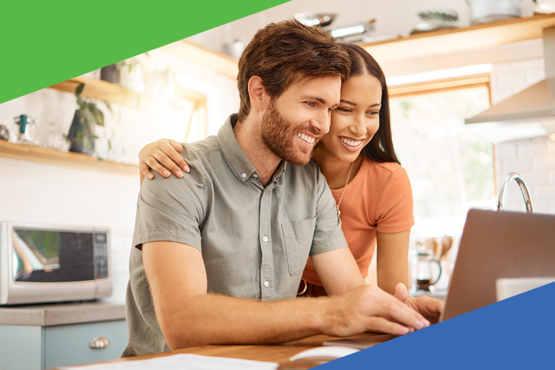 Young couple on laptop