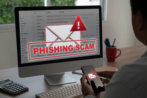 phishing scam monitor and phone