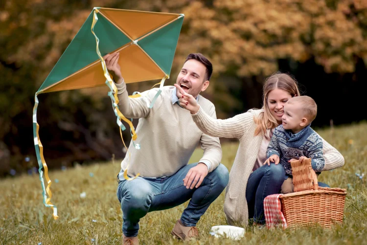 Happy family having-fun in the park